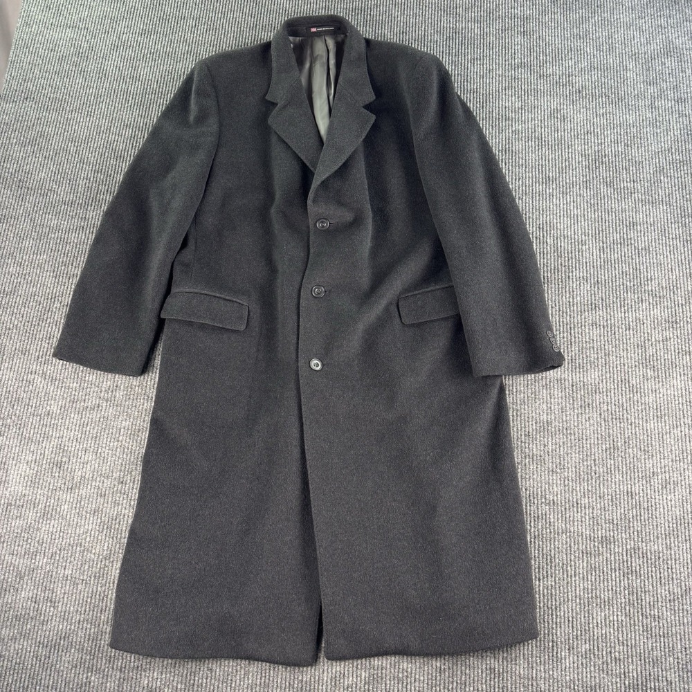 Vintage England Made Overcoat 46 L Gray Wool Cashmere Designer Italy Topcoat